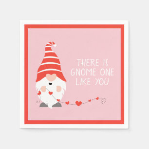 There Is Gnome One Like You Red Pink Napkin