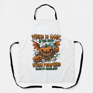 There Is Magic Halloween Monster Pumpkins Bat Wing Apron