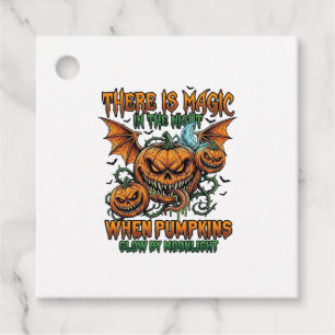 There Is Magic Halloween Monster Pumpkins Bat Wing Favour Tags