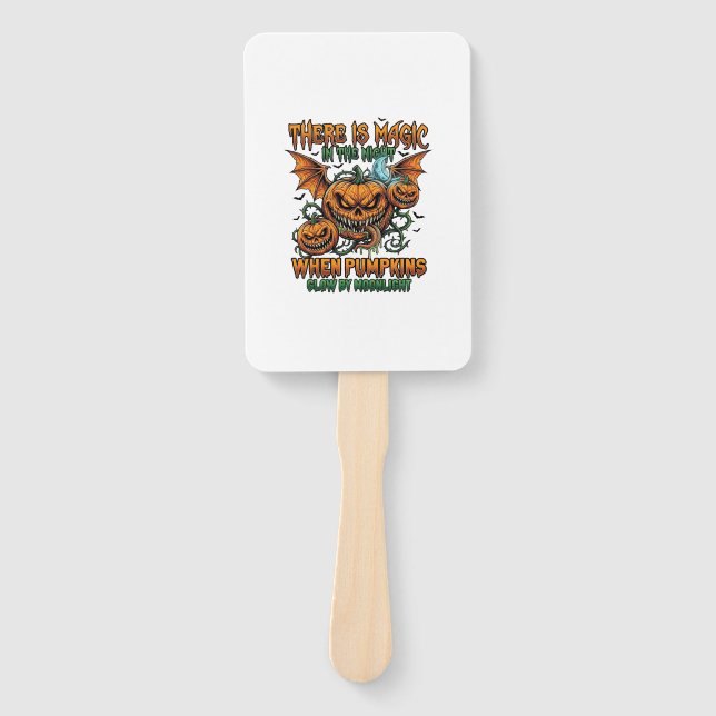 There Is Magic Halloween Monster Pumpkins Bat Wing Hand Fan (Front)