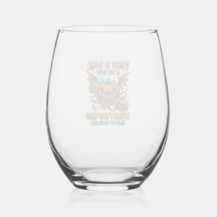 There Is Magic Halloween Monster Pumpkins Bat Wing Stemless Wine Glass