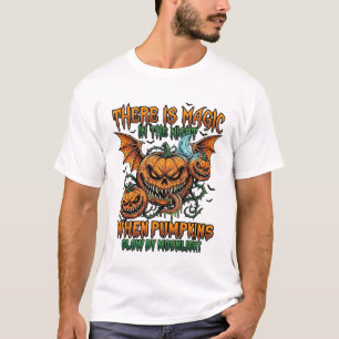 There Is Magic Halloween Monster Pumpkins Bat Wing T-Shirt