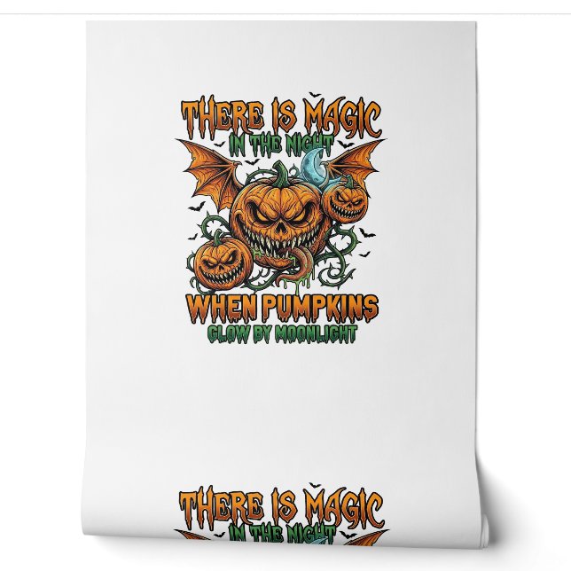There Is Magic Halloween Monster Pumpkins Bat Wing Wallpaper (Unrolling)