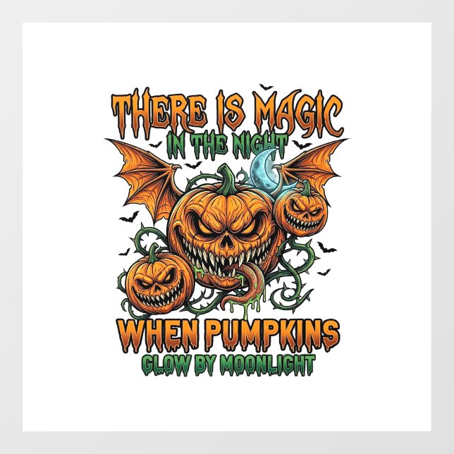 There Is Magic Halloween Monster Pumpkins Bat Wing Window Cling (Sheet)