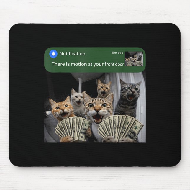 There is motion at front door funny cat motion mem mouse mat (Front)