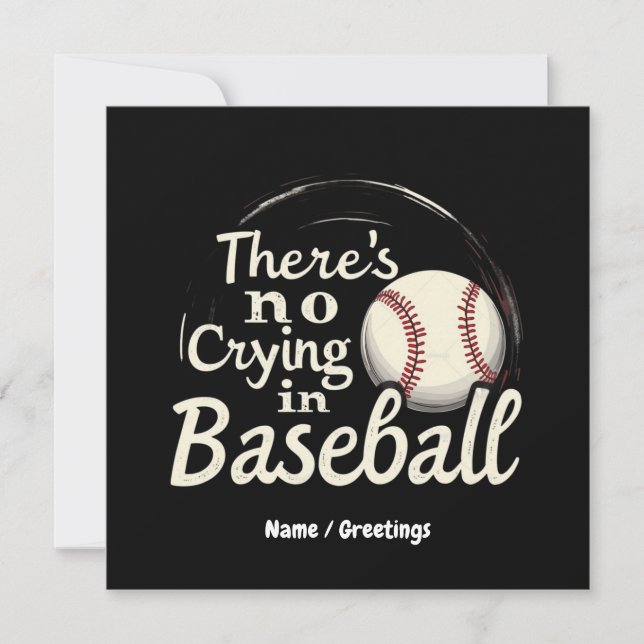 There Is No Crying in Baseball A Funny Game Day  Invitation (Front)