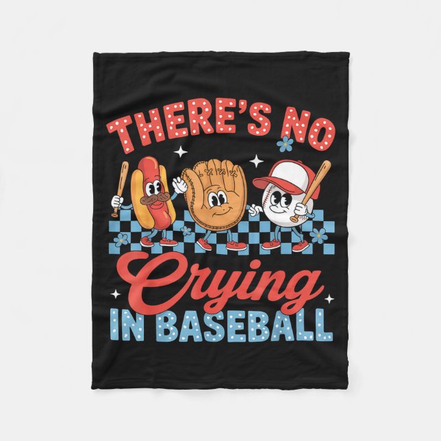 There Is No Crying In Baseball Funny Game Day Base Fleece Blanket (Front)