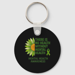 There Is No Health Without Mental Health Green Rib Key Ring