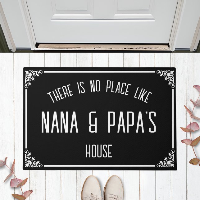 There Is No Place Like NANA & PAPA'S House Black Doormat (Creator Uploaded)