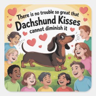 There Is No Trouble So Great That Dachshund Kisses Square Sticker