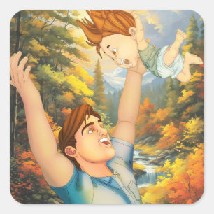 THERE IS NOTHING LIKE A GOOD TUSSLE WITH DAD SQUARE STICKER