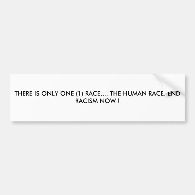 THERE IS ONLY ONE (1) RACE.....THE HUMAN RACE. ... BUMPER STICKER (Front)