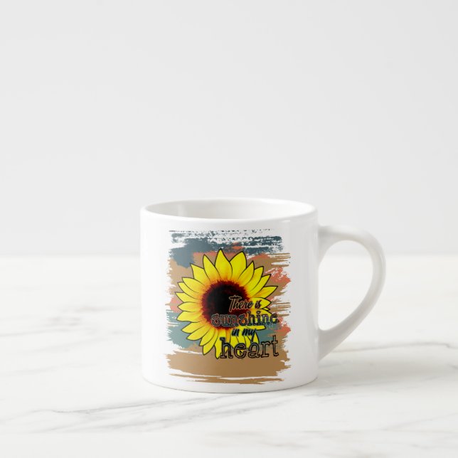 There Is Sunshine In My Heart, Sunflower Quotes Espresso Cup (Right)