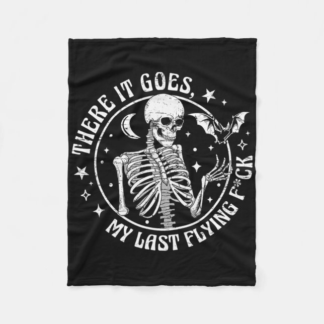 There It Goes My Last Flying F Halloween Skeleton  Fleece Blanket (Front)