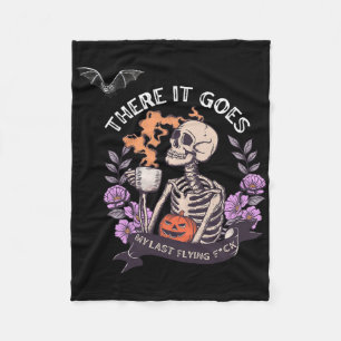 There It Goes My Last Flying Skeleton Halloween Fleece Blanket