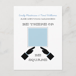 There or Square Save the Date Postcard, Blue Announcement Postcard