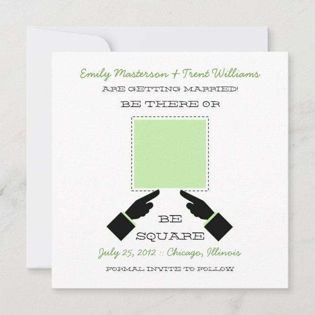 There or Square Save the Date, Sage Date (Front)