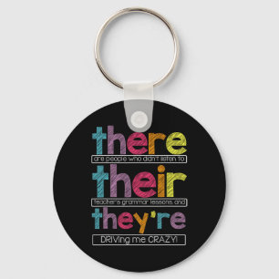 There Their They're English Grammar Teacher Funny Key Ring