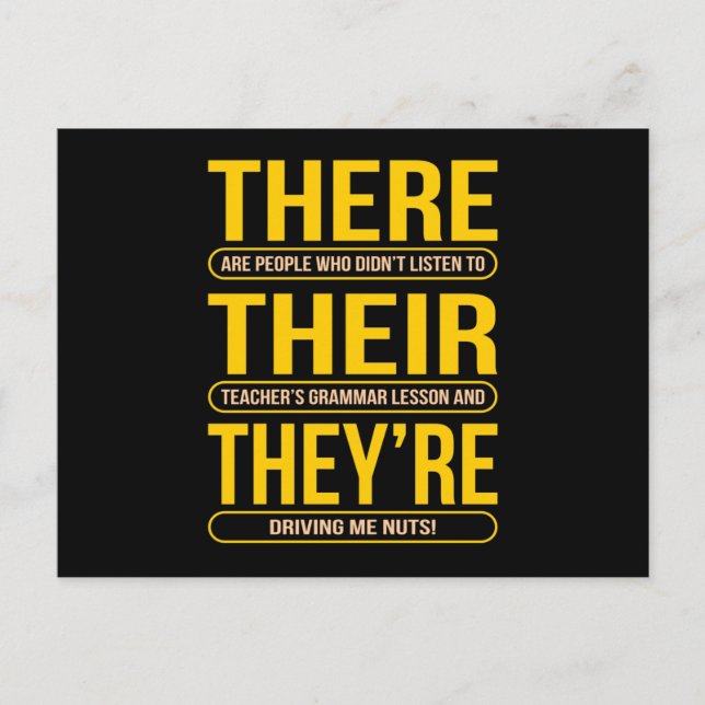 There Their They're English Language Teacher Postcard (Front)