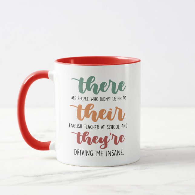 There Their They're Funny English Teacher Coffee Mug (Left)