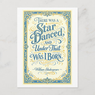 "There Was a Star Danced" Shakespeare Postcard
