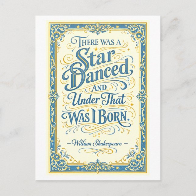 "There Was a Star Danced" Shakespeare Postcard (Front)