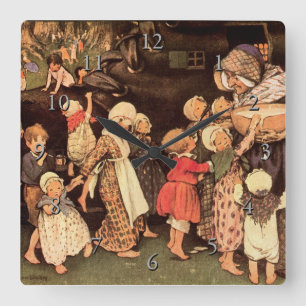 There Was An Old Woman Nursery Rhyme Square Wall Clock