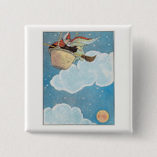 There was an old woman tossed in a basket, Rhyme 15 Cm Square Badge
