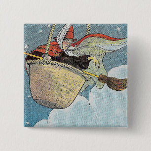 There was an old woman tossed in a basket, Rhyme 15 Cm Square Badge