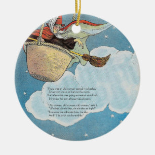 There was an old woman tossed in a basket, Rhyme Ceramic Tree Decoration