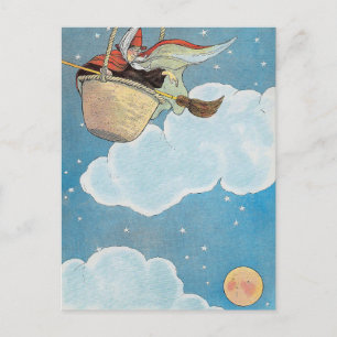 There was an old woman tossed in a basket, Rhyme Postcard