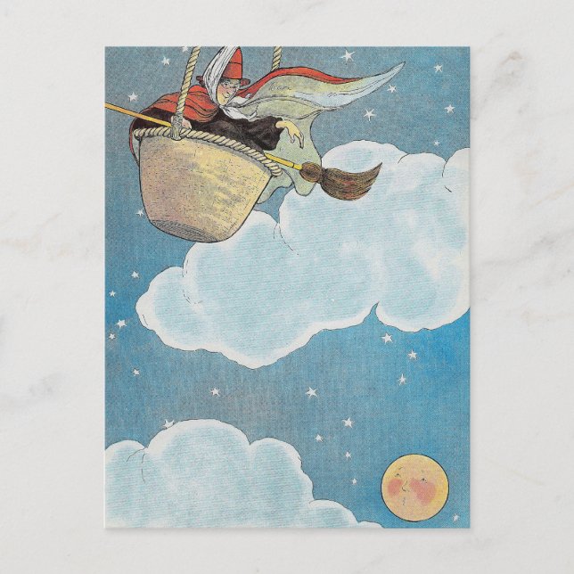 There was an old woman tossed in a basket, Rhyme Postcard (Front)