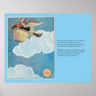 There was an old woman tossed in a basket, Rhyme Poster