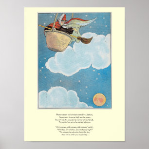 There was an old woman tossed in a basket, Rhyme Poster