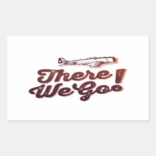There We Go! Retro Fighter Plane - Trendium Retro Rectangular Sticker