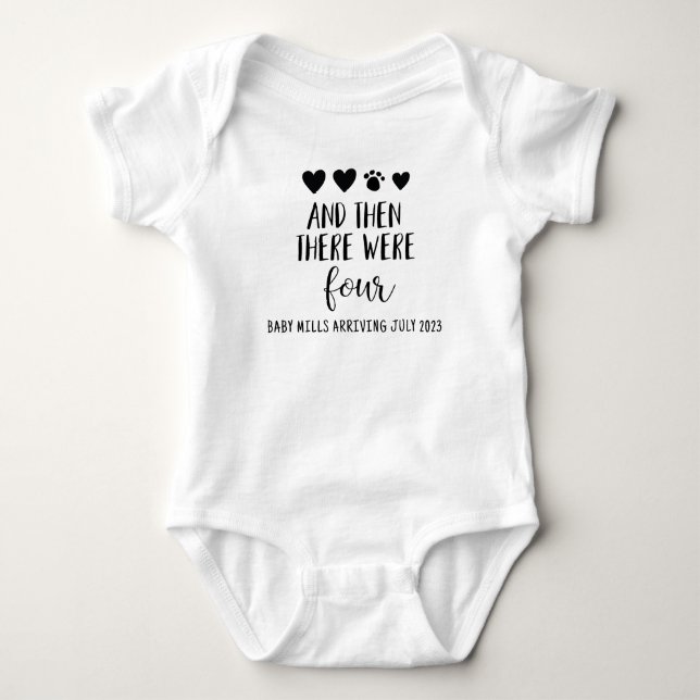 There Were Four with Paw Print Due Date Bodysuit (Front)