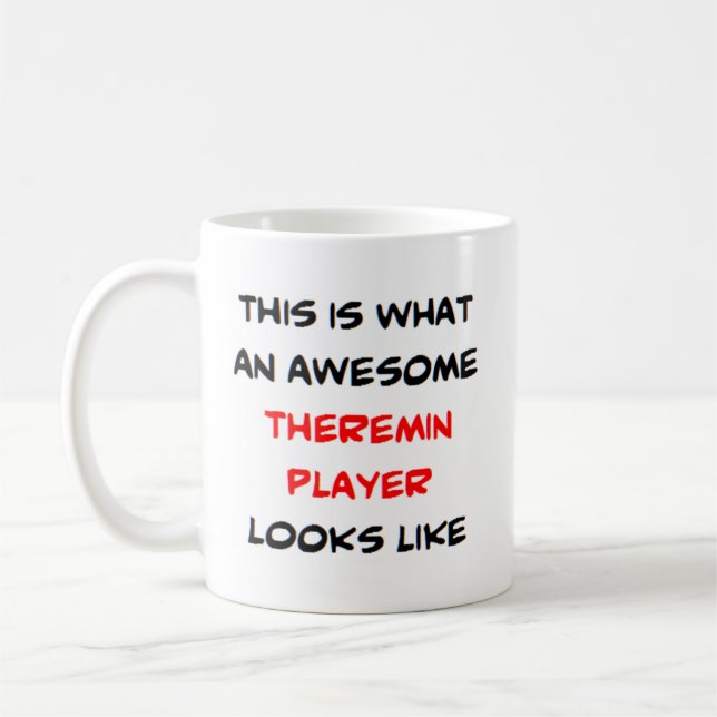 theremin player, awesome coffee mug (Left)
