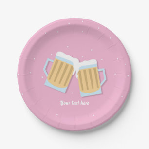 There's A Baby Brewing Beer Mug Pink Baby Shower Paper Plate