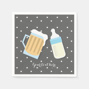 There's A Baby Brewing Beer Mugs Grey Shower Napkin