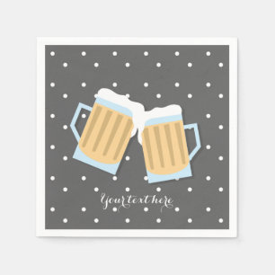 There's A Baby Brewing Beer Mugs Grey Shower Napkin
