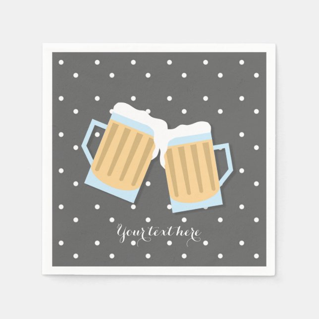 There's A Baby Brewing Beer Mugs Grey Shower Napkin (Front)