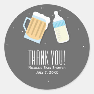 There's A Baby Brewing Beer Mugs Shower Favour Classic Round Sticker