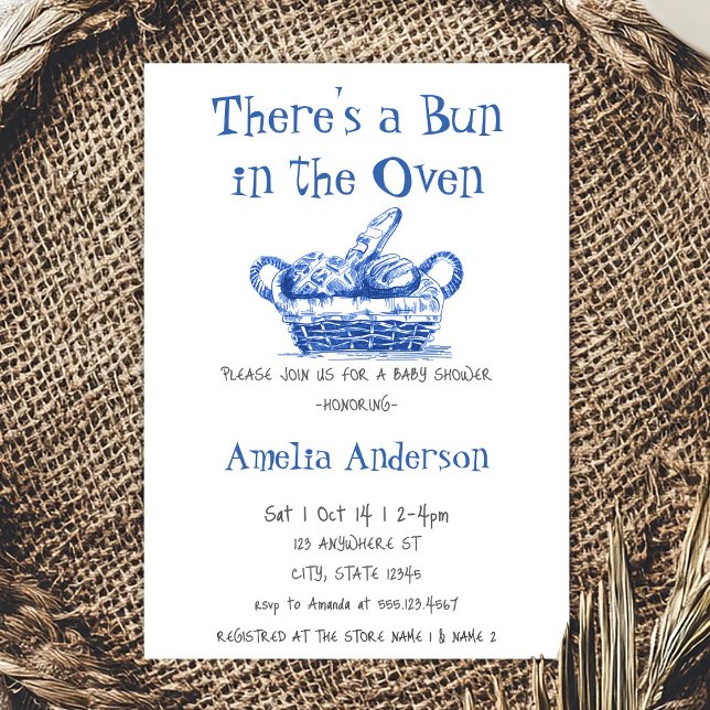 There's A Bun In The Oven Bread Baby Shower Invitation (Creator Uploaded)