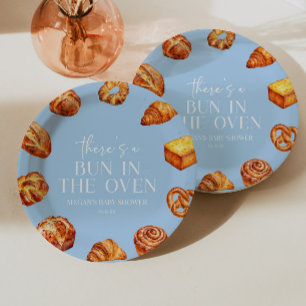 There's A Bun In The Oven Bread Baby Shower Paper Plate