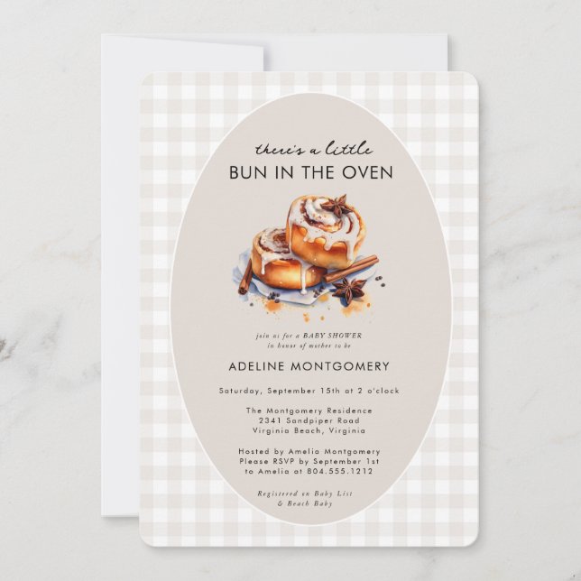 There's a Bun in the Oven Neutral Baby Shower  Invitation (Front)