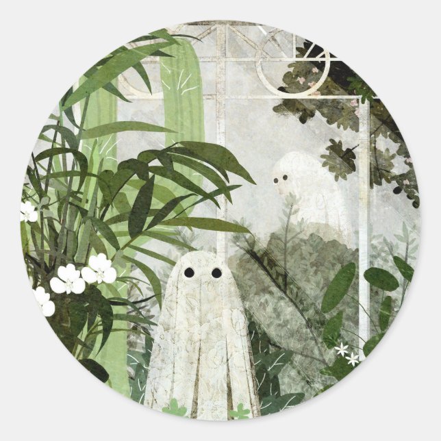 There's A Ghost In The Greenhouse Again... Classic Round Sticker (Front)