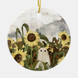There's a ghost in the sunflower field again... ceramic tree decoration