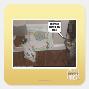There's a hare in my food. square sticker
