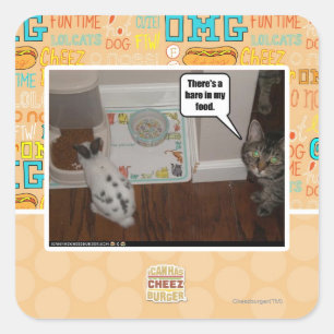 There's a hare in my food. square sticker
