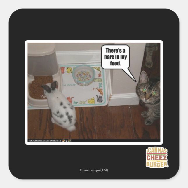 There's a hare in my food. square sticker (Front)